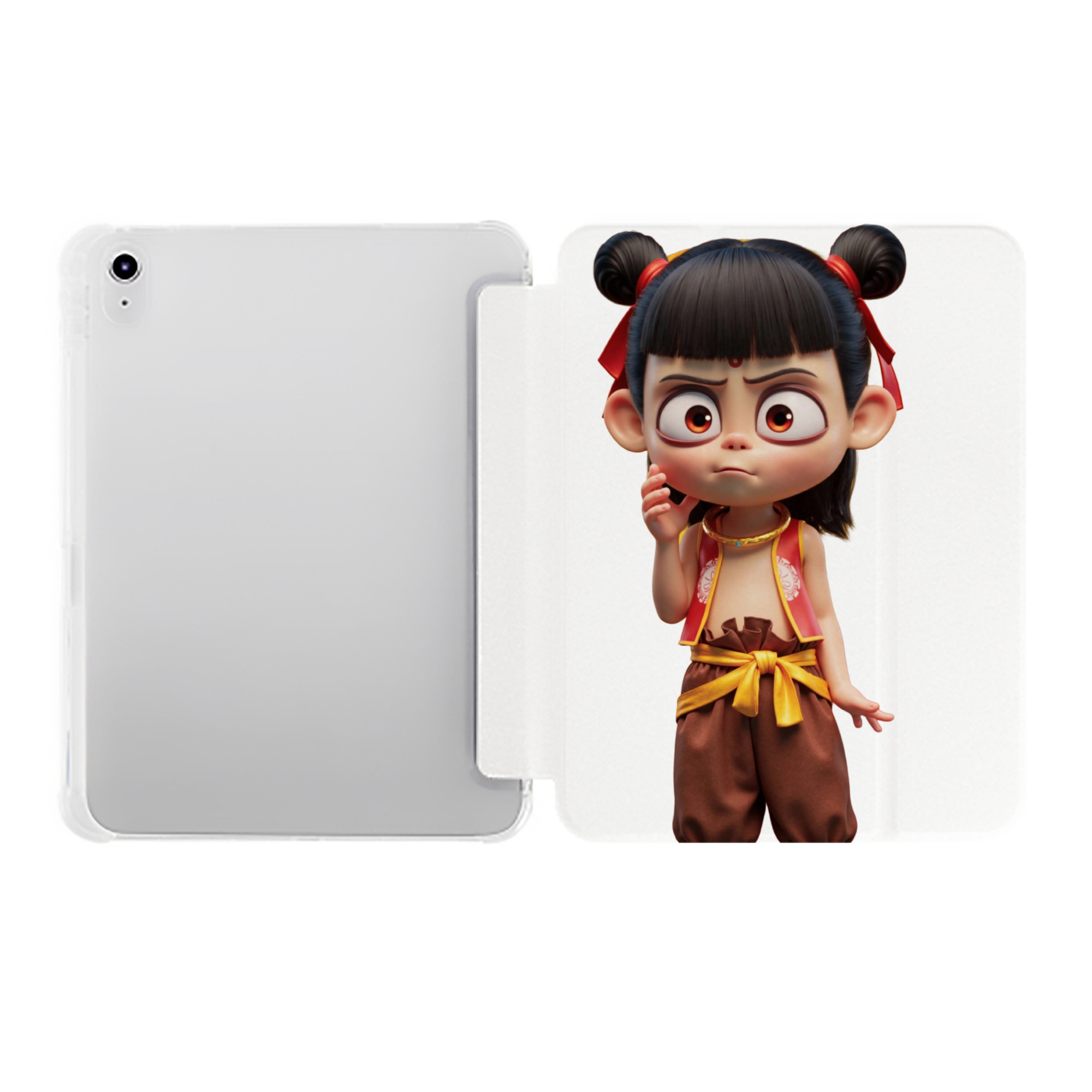 （画像用） Ne Zha 2 ナタ 魔童の大暴れ IPad ケース ペン収納付き 三つ折りスタンド PUレザー×シリコン 対応機種9.5/10.5/10.9インチ